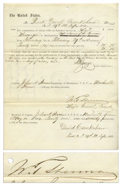 General William Sherman Civil War Document Signed in May 1864 During the Atlanta Campaign